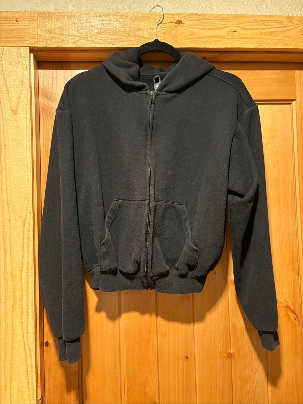SKIMS Black Zip-Up Hooded Jacket